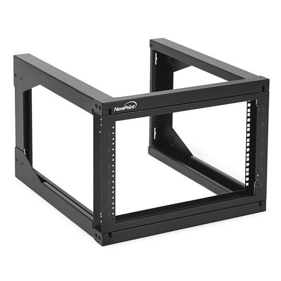 NavePoint 6U Server Rack with Swing Gate - 6U Wall Mount Rack for 19 Inch IT Equipment Open Frame Rack – Network Rack Wall Mount for AV & Server Equipment 18” Deep 6U Rack, Black