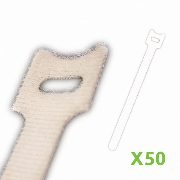 NavePoint 8 Inch Hook and Loop Reusable Strap Cable Cord Wire Ties 50 Pack White