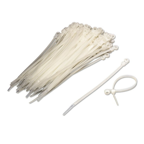 NavePoint 8 Inch Mount Head Screw Cable Wire Zip Tie 50 lbs Natural White 100 Pack Lot Pcs