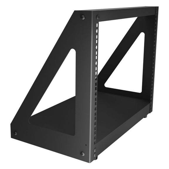 NavePoint 8U 2 Post Server Rack for 19 Inch Equipment, Freestanding Desktop Rack for AV, Networking, Data & IT Devices, Heavy Duty 2-Post Rack 8U 330lbs Weight Capacity, Black