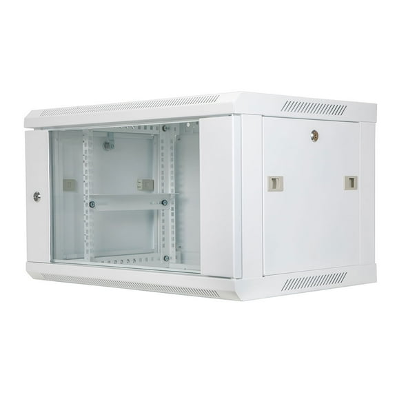 NavePoint 9U Network Cabinet with Glass Door  9U Wall Mount Server Cabinet White 19 Rack for IT Equipment, AV Devices, Networking Equipment 17 Deep Server Rack Enclosure