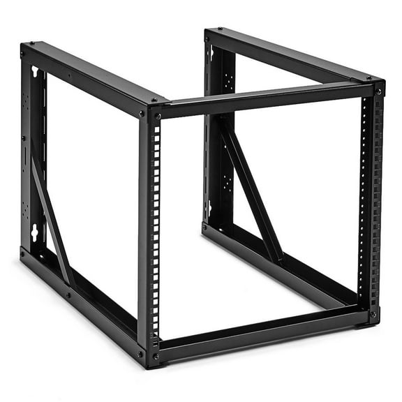 NavePoint 9U Open Frame Wall Mount Server Rack for 19" Networking IT Equipment & A/V Gear, 24.81" Depth, 198 lbs Weight Capacity, 12-24 Threaded