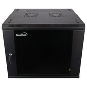 NavePoint 9U Server Cabinet Wall Mount Rack Enclosure Includes 2 Fans, Locking Glass Door, Removable Side Panels   9U Network Cabinet 17.7  Deep, 19 Inch Server Rack for IT and A/V Equipment