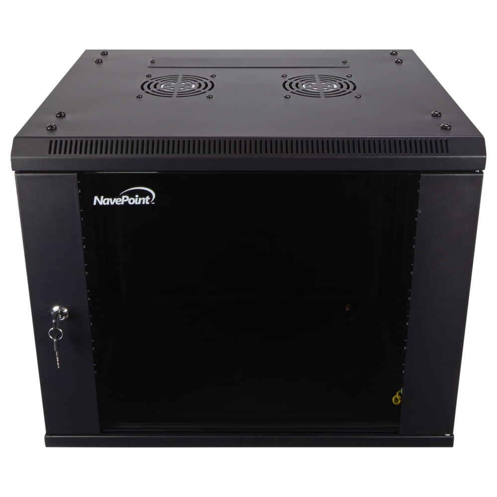 12U Wall Mount Server Rack Cabinet - 15" Deep, Locking Glass Door, For Network & AV Equipment