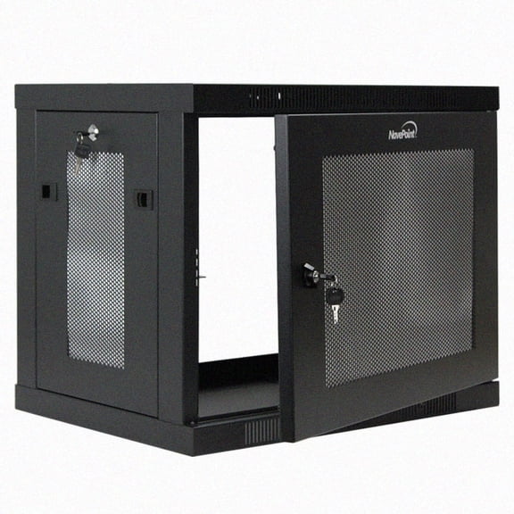 NavePoint 9U Server Cabinet Wall Mount Rack Enclosure with Perforated Door, Locking, Removable Side Panels 9U Network Cabinet 23.6 Deep, 19 Inch Server Rack for IT and A/V Equipment