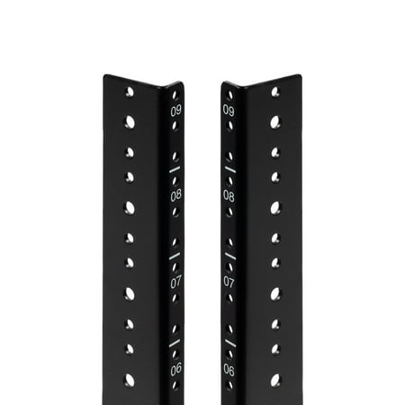 NavePoint 9U Vertical Rack Rail Pair DIY Kit with Hardware, Black