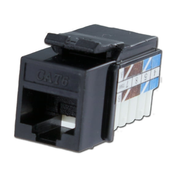 NavePoint CAT6 Ethernet Female Keystone Right Angle Black