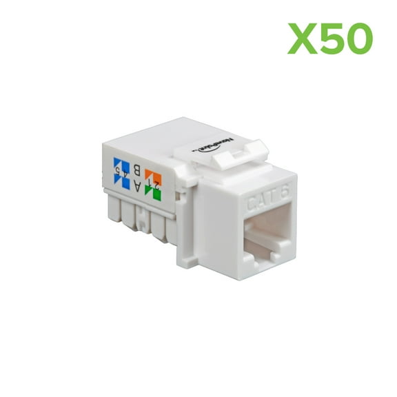 NavePoint CAT6 Ethernet Keystone Adapter Right Angle White 50-pack