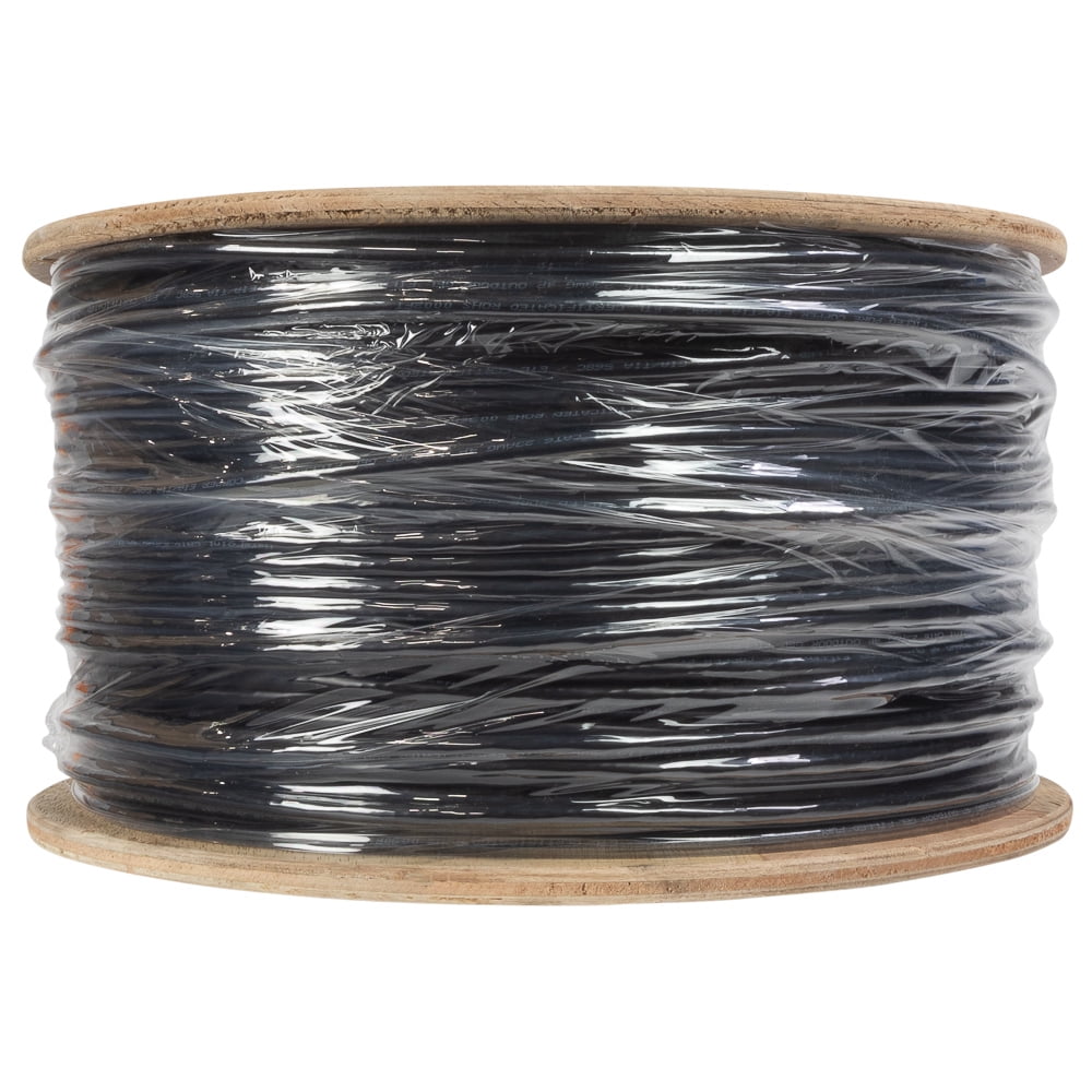 500ft Cat6 Outdoor Ethernet Cable - UV Rated, Direct Burial, 23AWG Solid Copper, Black