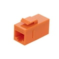 thumbnail image 1 of NavePoint CAT6 UTP Inline Keystone Coupler, RJ45 Female to RJ45 Female, Snap-In, 15 pack, Orange, 1 of 5