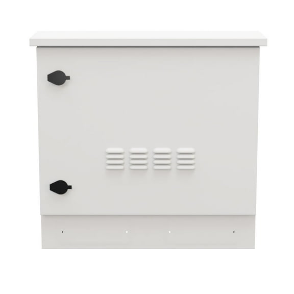 NavePoint Floor Mount Outdoor Network Cabinet, 9U, Fans with Temperature Control, White, IP66-Rated