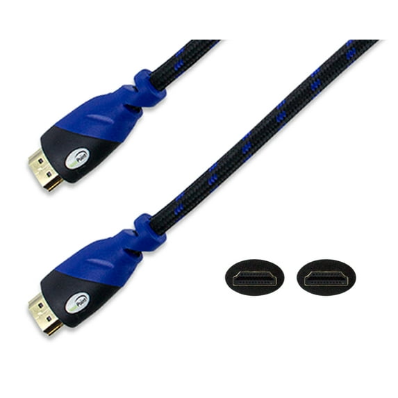 NavePoint HDMI 1.4 Male to Male Cable Black 12 Ft Woven Black Blue