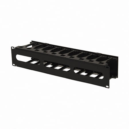 NavePoint High Density 2U Steel 19 Inch Rack Cable Manager Plastic Snap Hinge fastened Cover