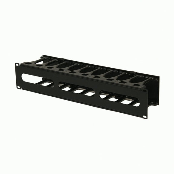 NavePoint High Density 2U Steel 19 Inch Rack Cable Manager Plastic Snap Hinge fastened Cover