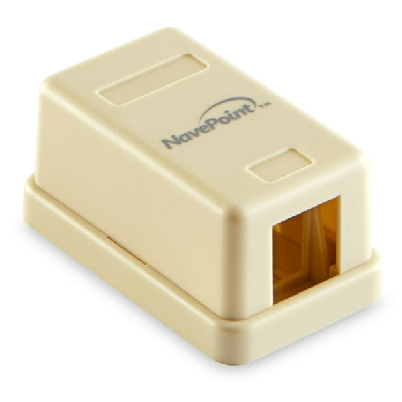 NavePoint Keystone Jack Surface-Mount Box 1-Port Ivory, 10-Pack