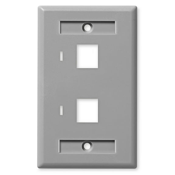 NavePoint Keystone Jack Wall Plate 2-Port, Low Profile, Single Gang, Gray, 10-Pack