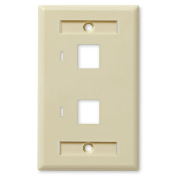 NavePoint Keystone Jack Wall Plate 2-Port, Low Profile, Single Gang, Ivory, 10-Pack
