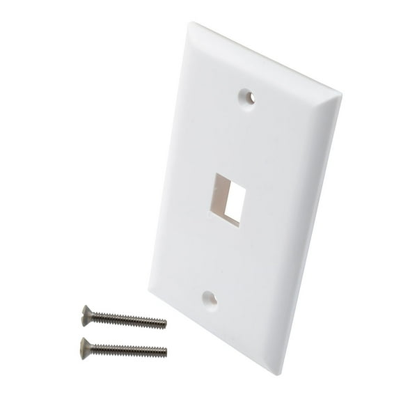 NavePoint Snap-In Keystone Jack Flush Mount Wall Plate, ABS, 1-Port, White, 10-Pack