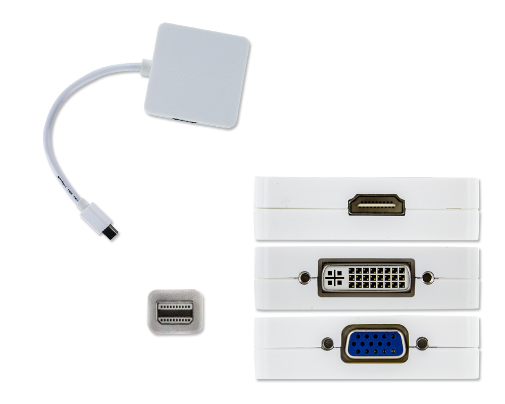 NavePoint Thunderbolt Mini DisplayPort to DVI VGA HDMI Adapter White - image 1 of 4