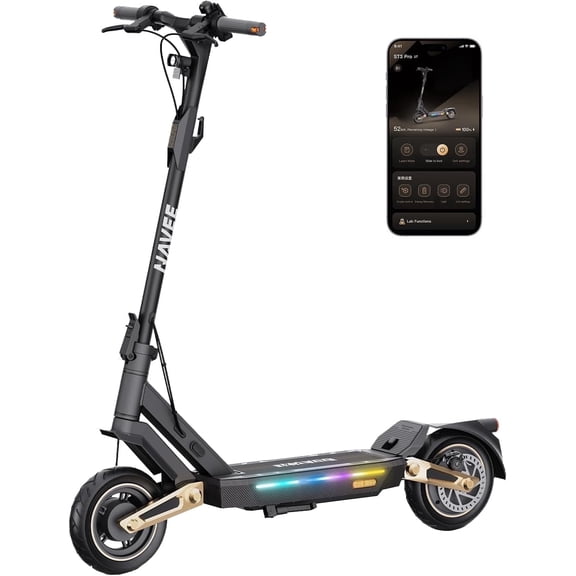 NAVEE ST3 Pro Electric Scooter, 19.9 MPH Top Speed, 46.6 Miles Max Range, 1350W Motor with Dual Suspension, 10" Tubeless Self-Healing Tires All Terrain, Heavy Duty, Foldable for Adults Teens (UL2272)