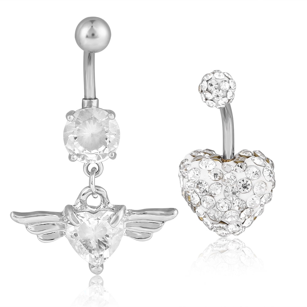 Navel Piercings Stainless Steel Belly Button Marble Paved Crystal Women Girls Belly Body Jewelry