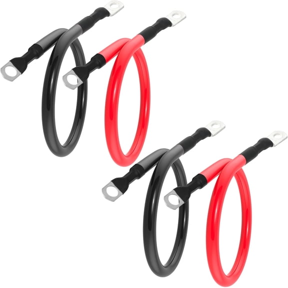 Navellon 18in 4 AWG Battery Cable 4 Gauge Battery Cables 4AWG 18-Inch Battery Inverter Wires Cables with 3/8 inch Lugs for Solar Power Inverters, RVs, Campers, Travel Trailers, Cars, 2 Pairs