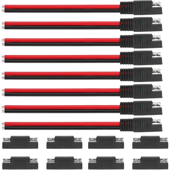 Navellon 1FT 14AWG SAE Extension Cable, 14 Gauge SAE Connector Cable 14 AWG 2 Pin SAE Quick Disconnect for Solar RV Automotive, 8PCS