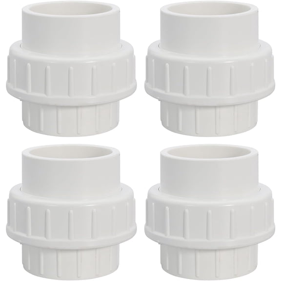 Navellon 2" PVC Union Coupling Schedule 40, EPDM O-Ring, Slip x Slip, White (4 Pack)