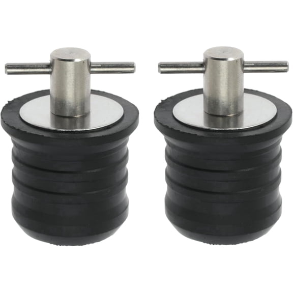 Navellon 2 Pcs Boat Drain Plug With T Handle - Snap Rubber Plugs With Brass/Stainless Steel Handle - Marine Twist Accessories,Stainless Steel,1.25 IN