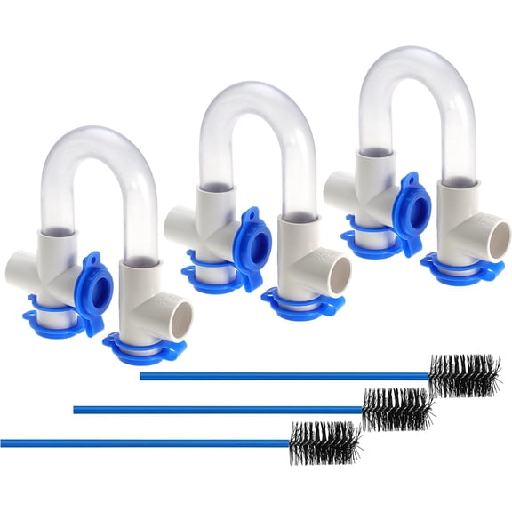 Navellon 3/4" Standard Condensate Trap with 18" Cleaning Brush, PVC Transparent U Trap for HVAC & AC Systems, Drains Condensate (3 Pack)