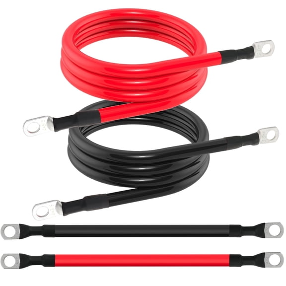 Navellon 4 AWG Battery Cable with 3/8" Lugs, 4 Gauge Power Inverter Wire for Solar Systems RV Camper Travel Trailer Car (1FT + 5FT)