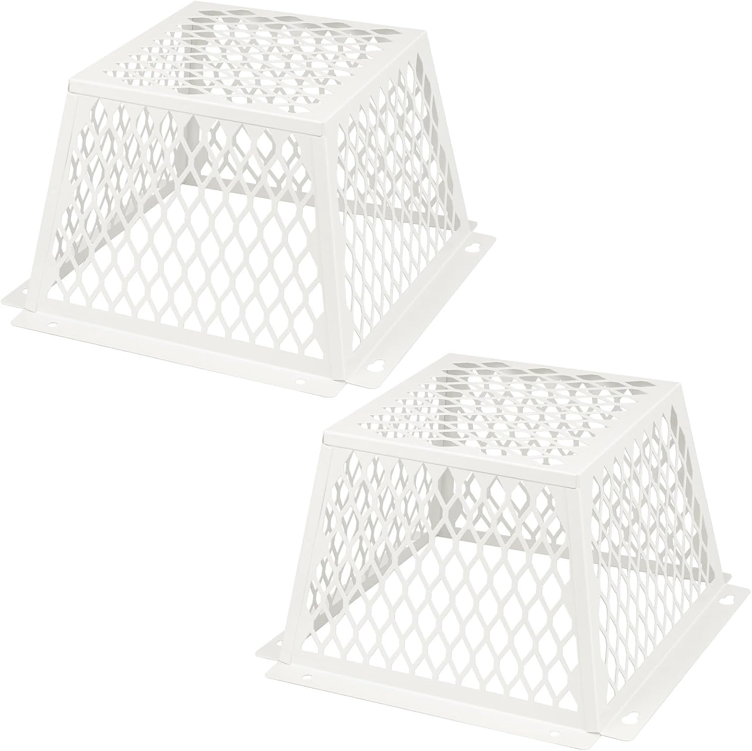 Navellon Dryer Vent Bird Guard for 5-6" Exhaust Fan, Steel Ventilation Cage, White (2 Pcs)