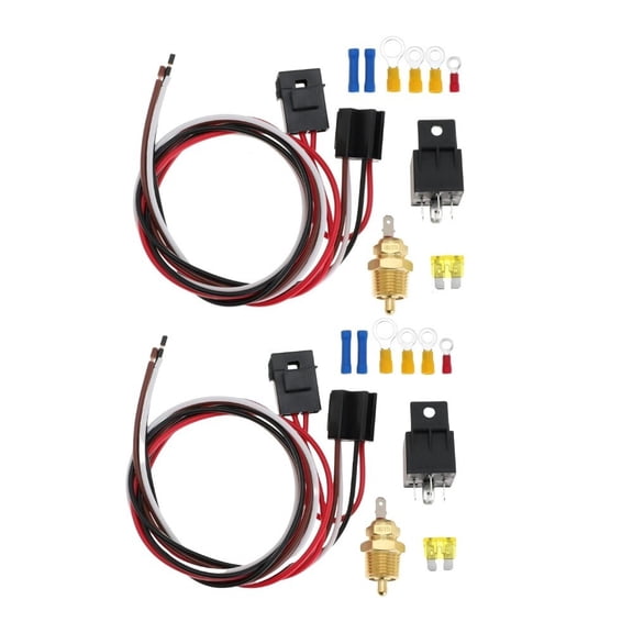 Navellon Electric Fan Wiring Kit Thermostat Temperature Sensor Switch 185/175 40 AMP
