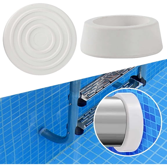 Navellon Outside Pool Ladder Bumpers for Inground Pools, Rubber End Caps Fit 1.9" Standard Tubing, White (2-Pack)
