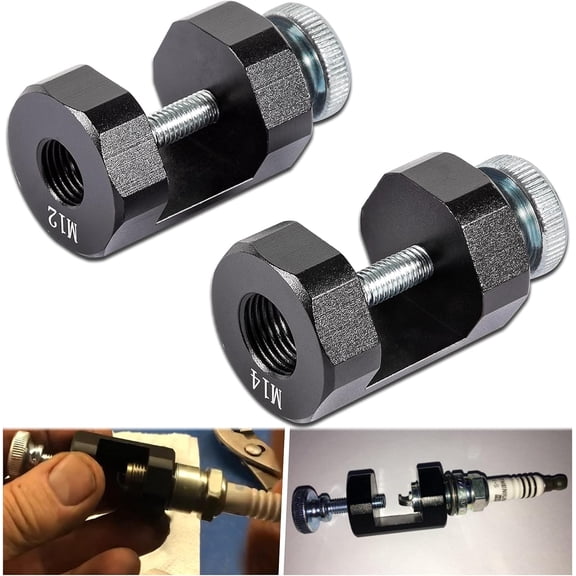 Navellon Universal Precision Car Spark Plug Gap Tool - Matte Black Billet Aluminum Caliper, 12mm & 14mm Spark Plug Gapper Kit