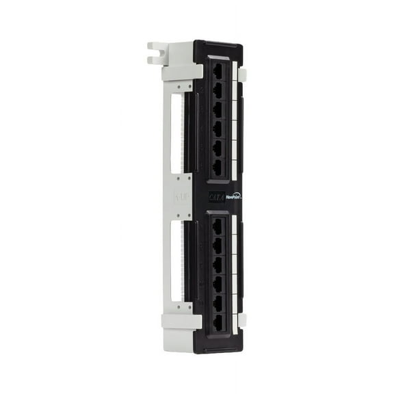 Navepoint 12-Port Cat6 UTP Unsheilded Mini Patch Panel With Wallmount Bracket Included Black