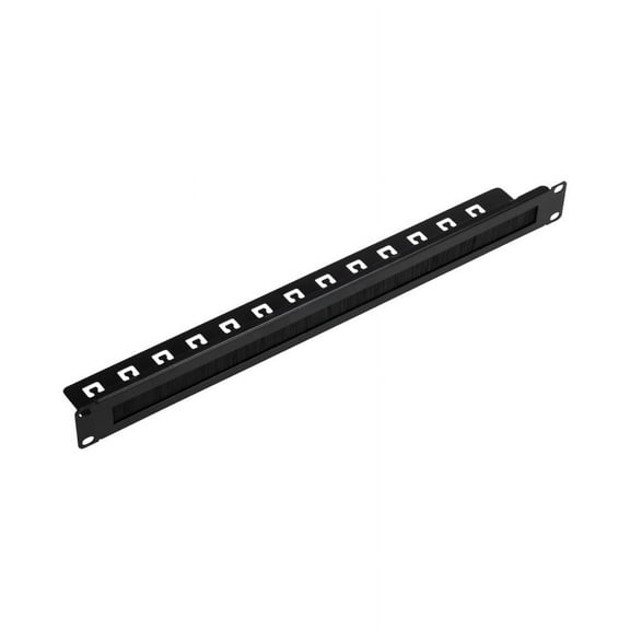 Navepoint 1U Rack Mount Cable Management Panel With Tidy Brush Slot For Cable Entry For 19-Inch Rack Or Cabinet Black