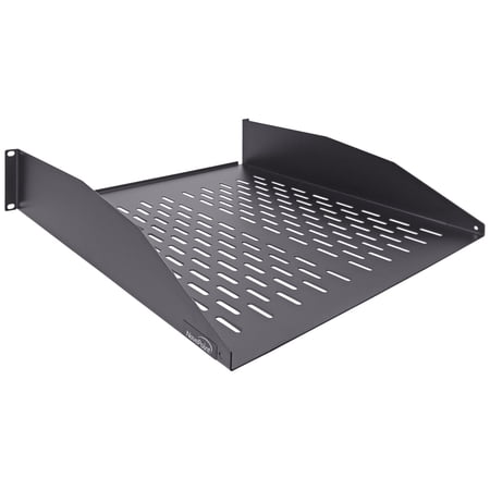 Navepoint 2U 19-Inch Universal Vented Rack Mount Cantilever Server Cabinet Shelf 18-Inches Deep With Lip Black