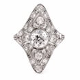 thumbnail image 1 of Navette Diamond Ring, Vintage Art Deco Diamond Engagement Ring, Bezel Set Diamond Wedding Anniversary Ring, Milgrain Shank Ring, 14K White Gold Plated, 2.5 Ct Simulated Diamond, 1 of 4