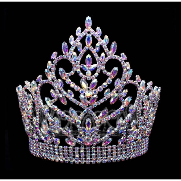 Navette Topped Crown with Aurora Borealis Stones # 15440ab