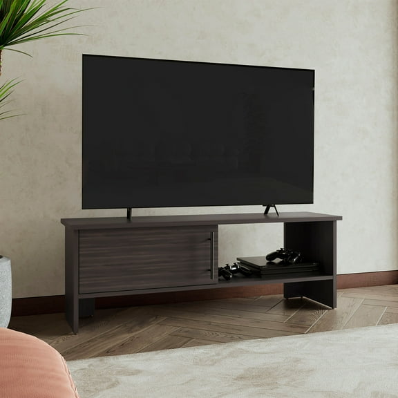 Navia 47" Wide Modern TV Stand with One-Door Cabinet and Open Shelf, Media Console