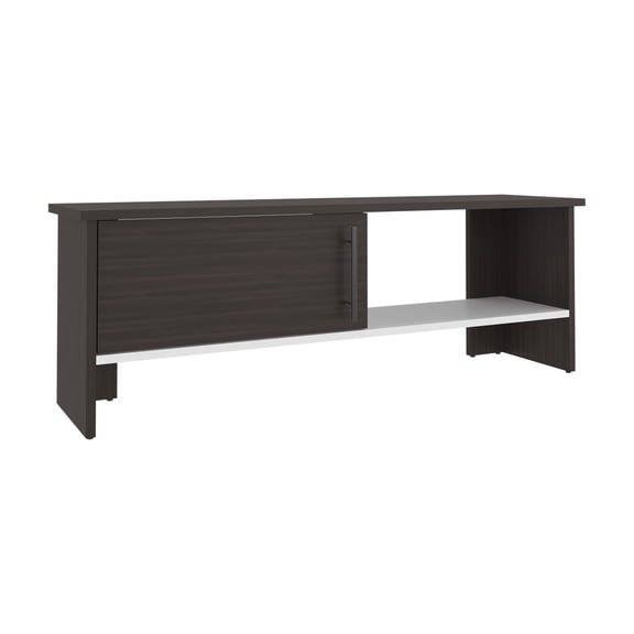 Navia 47" Wide Tv Stand with One Door Cabinet and Open Shelf for Living Room, Entertainment Center Dark Walnut - White