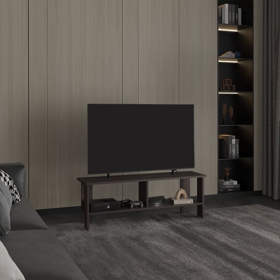 Navia 47" Wide Tv Stand with Two Shelves, for Living, Dark Walnut /