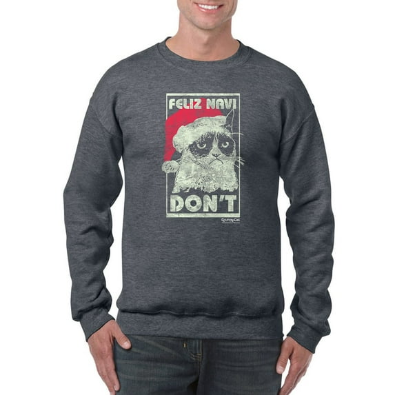 Navidon't Grumpy Cat Sweatshirt Men -T-Line Designs, Male Medium