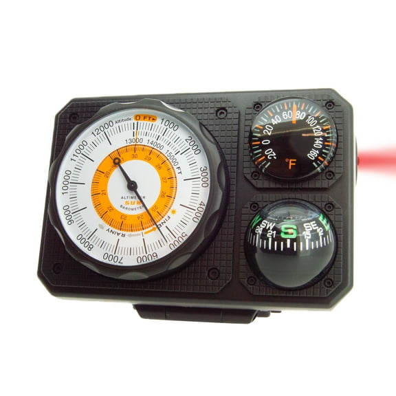 Navigat'r 6 - Six-Function Dashboard Altimeter, Barometer, Ball Compass, Thermometer, LED Light, Signal Mirror