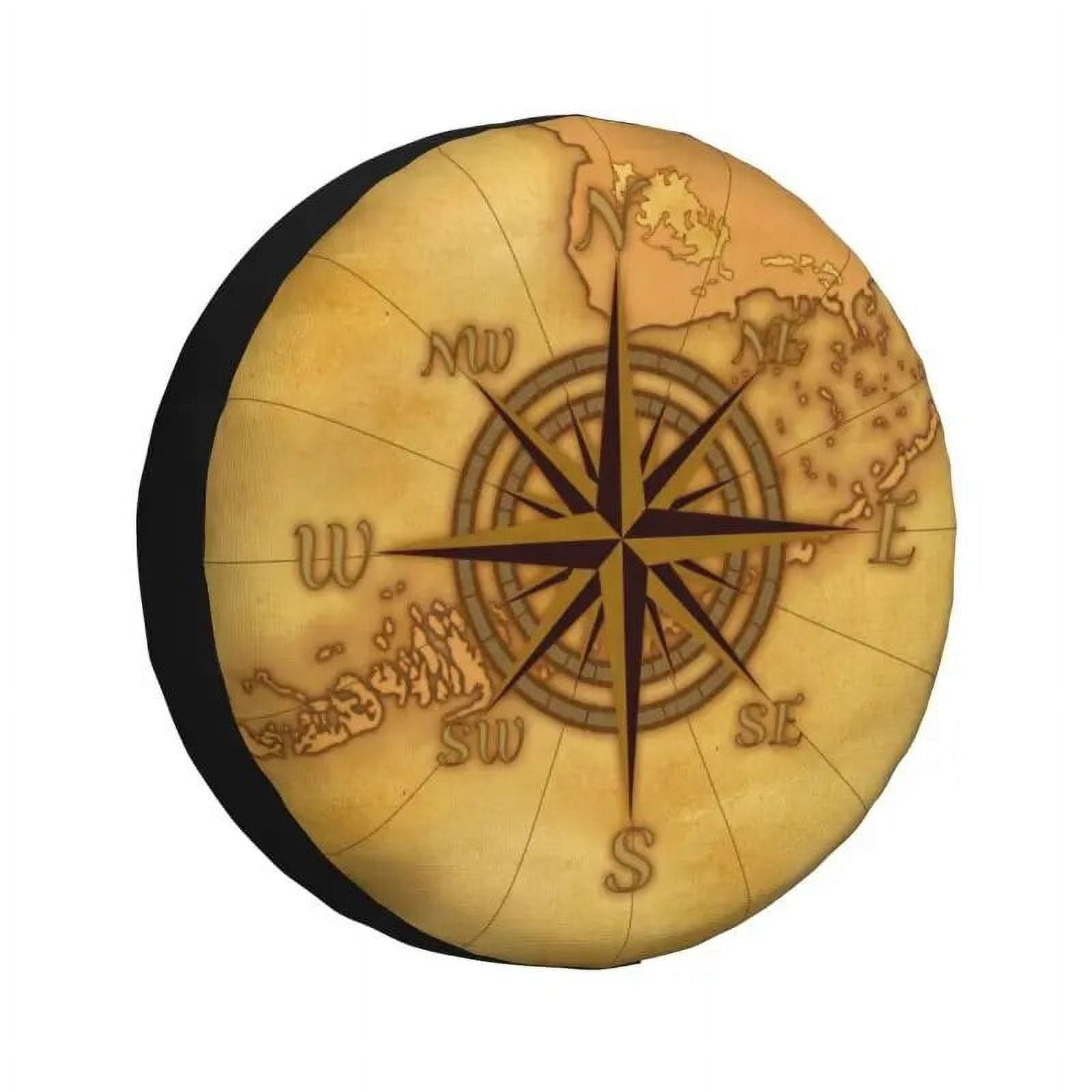 Navigate Adventure Nautical Map Compass Rose Spare Tire Cover for Grand