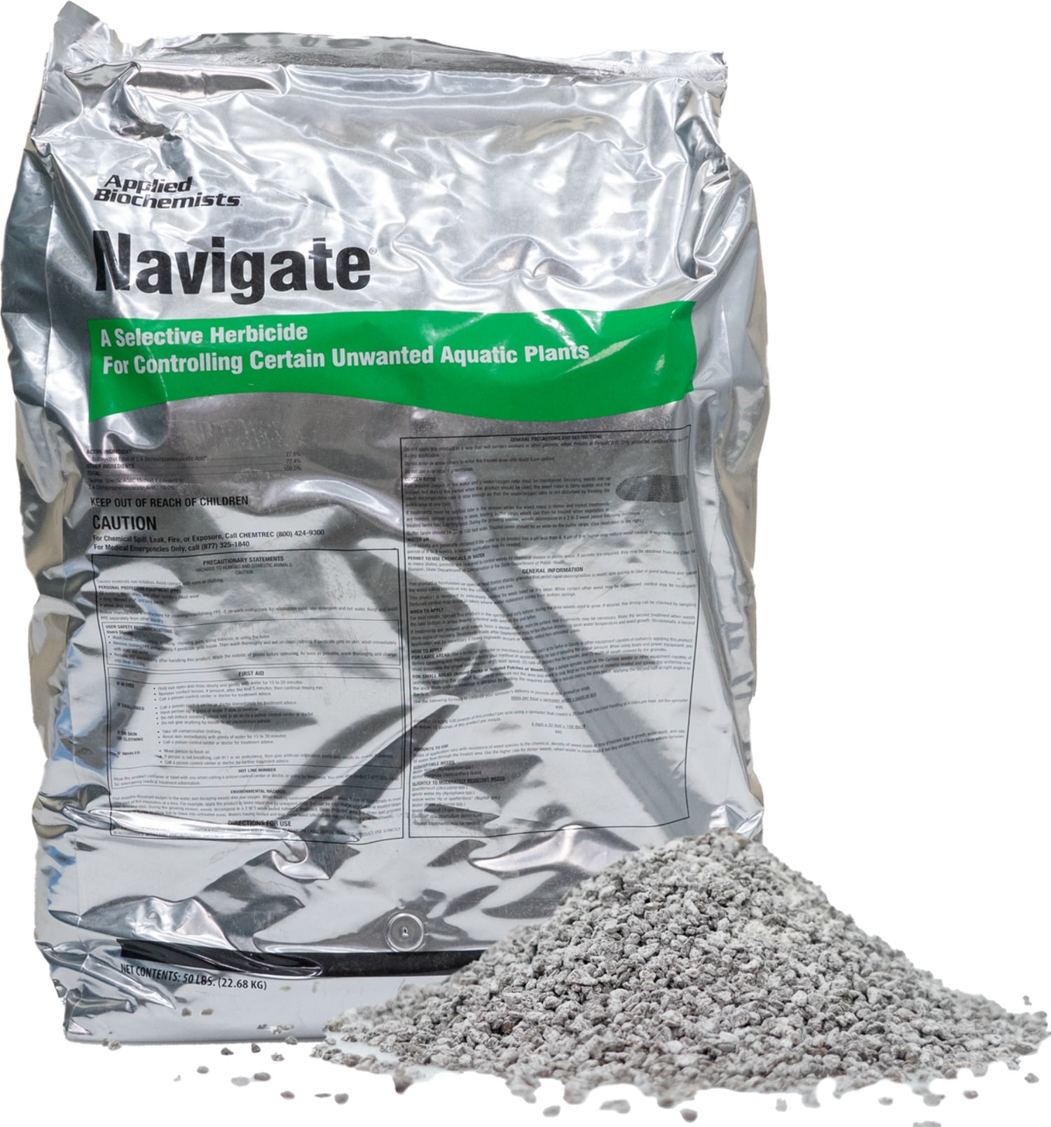 Navigate Aquatic Herbicide Granules 50 lb – Weed Control for Lakes & Ponds, Controls Milfoil, Lily, Coontail, 2,4-D Formula