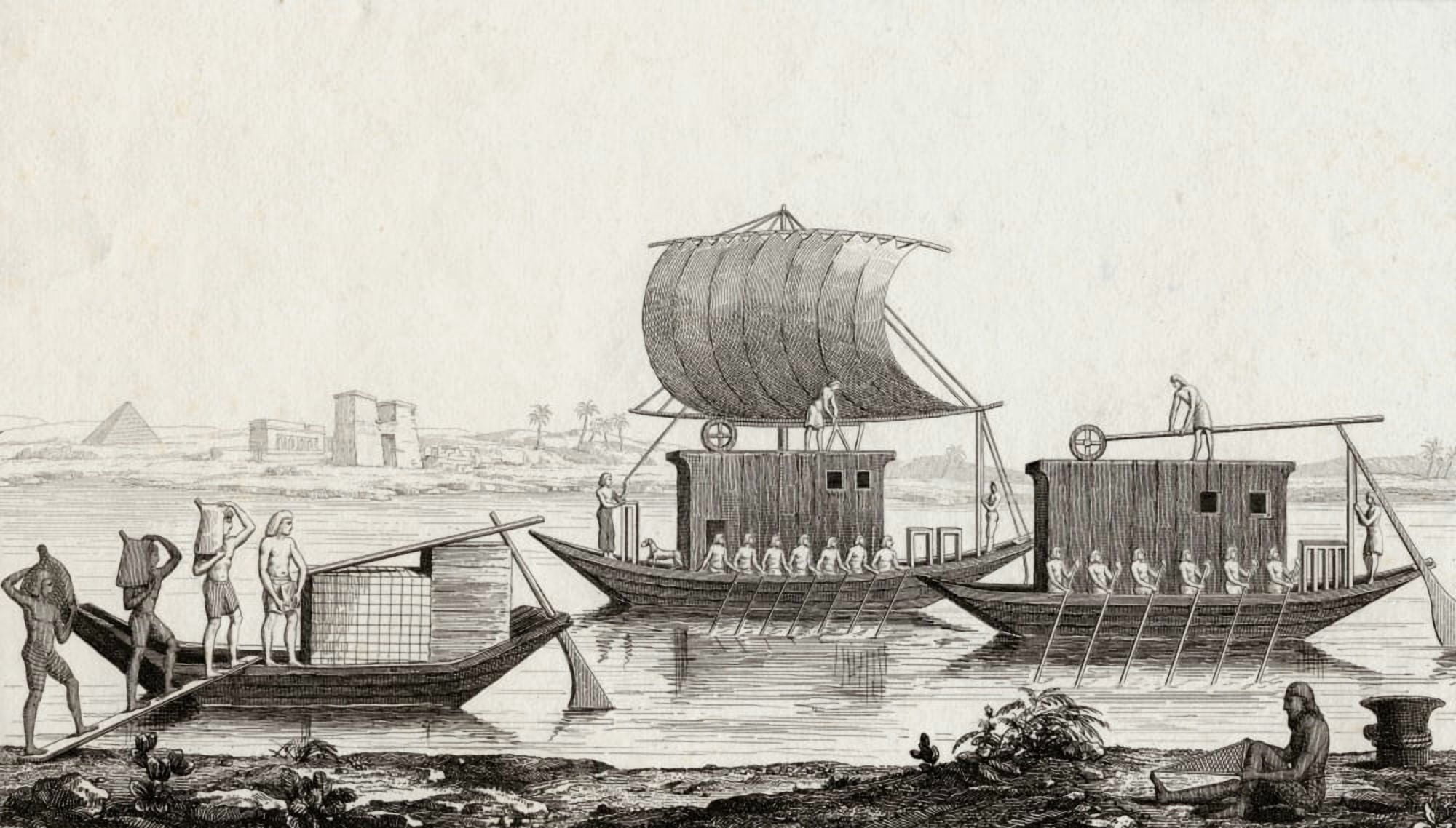Navigation Du Nil19Th Century Print Drawn By ALenoir Engraved By EOllivier Canvas Art - Ken Welsh Design Pics (20 x 11)