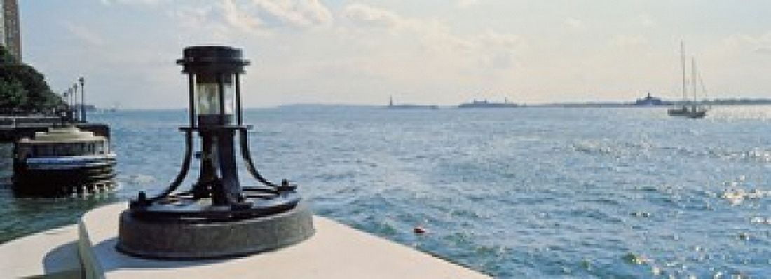 Navigational light at a harbor New York City New York State USA Canvas Art - Panoramic Images (36 x 13)