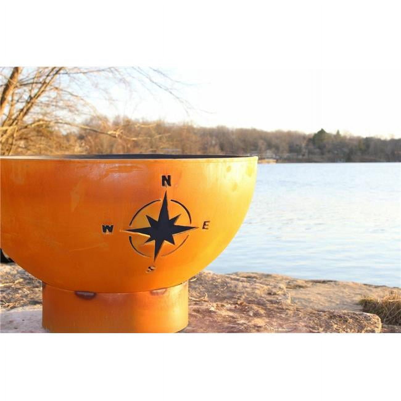 Navigator Natural Gas Fire Pit Bowl Outdoor Patio Furniture Steel Firepit Iron Oxide Finish Includes Brass Burner Match Lit 50lbs Lava Rock Flex Line Kit and Plate